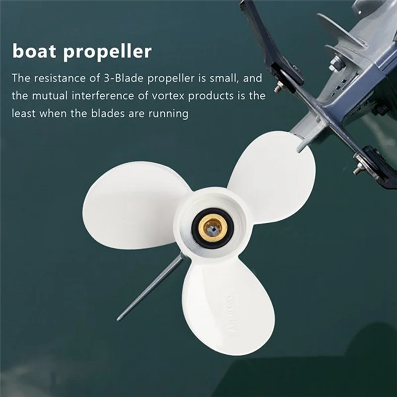 6E0-45941-01-El Aluminum Alloy Outboard Propeller 7 1/2X8-Ba for Yamaha Mariner 4-6Hp 3 Blades 9 Spline Tooth R Rotation