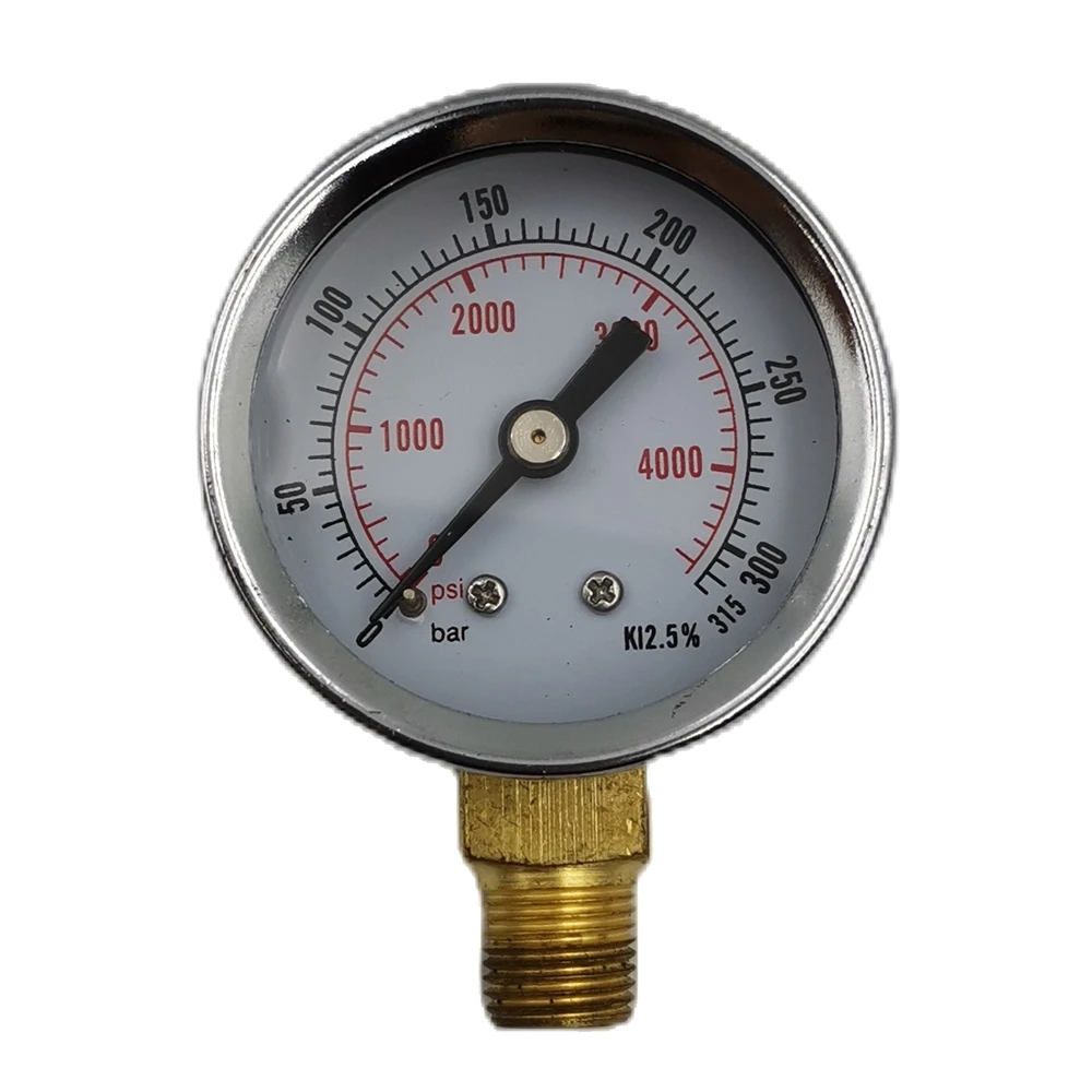 40mm Air Manometer High Pressure Gauge 1/8'' NPT Thread 315Bar 4500PSI For Pumps And Valves