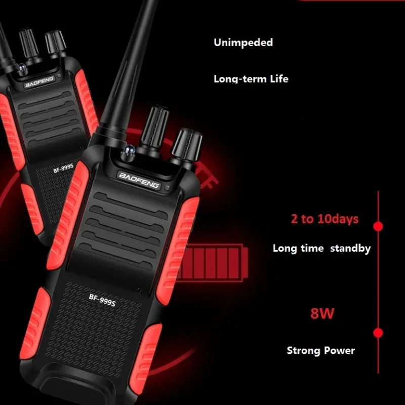 2 Stück Baofeng 5W Transceiver Intercom BF-999S Zwei-Wege-Radio 8W/4800mAh CB FM Serve