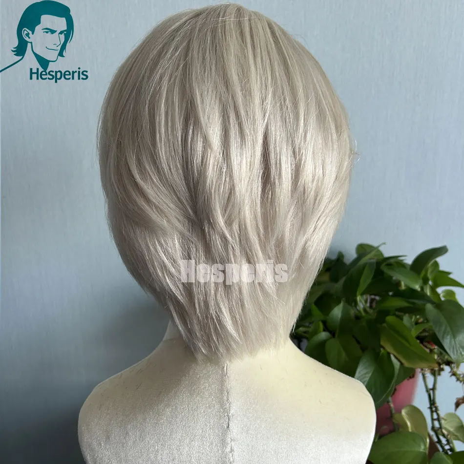 Hesperis 13x4 شعر الإنسان شعر مستعار أشقر فضي مع جزء جانبي تأثيري قصير البلاتين شقراء الدانتيل الجبهة شفافة غلويليس الباروكات