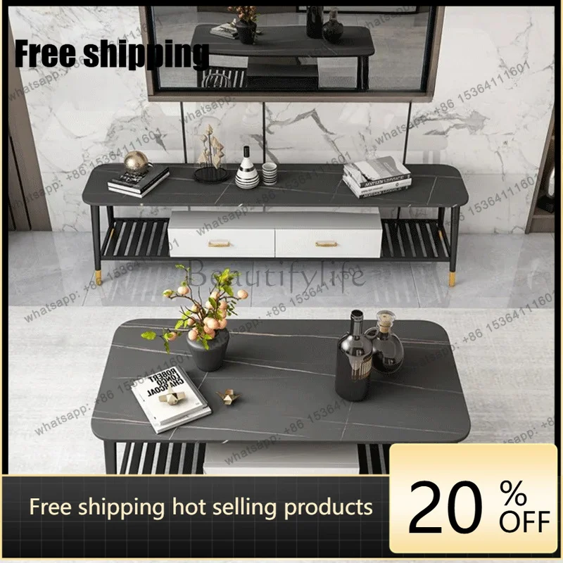 Factory Direct Postmodern light luxury rock slab TV cabinet household small apartment audio-visual living room video cabinet