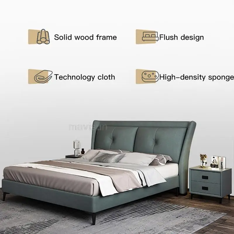 Modern Minimalist Double Technology Fabric Bed Master Bedroom Upholstered Bed 1.8 Meters High End Bedroom Furniture Supplies