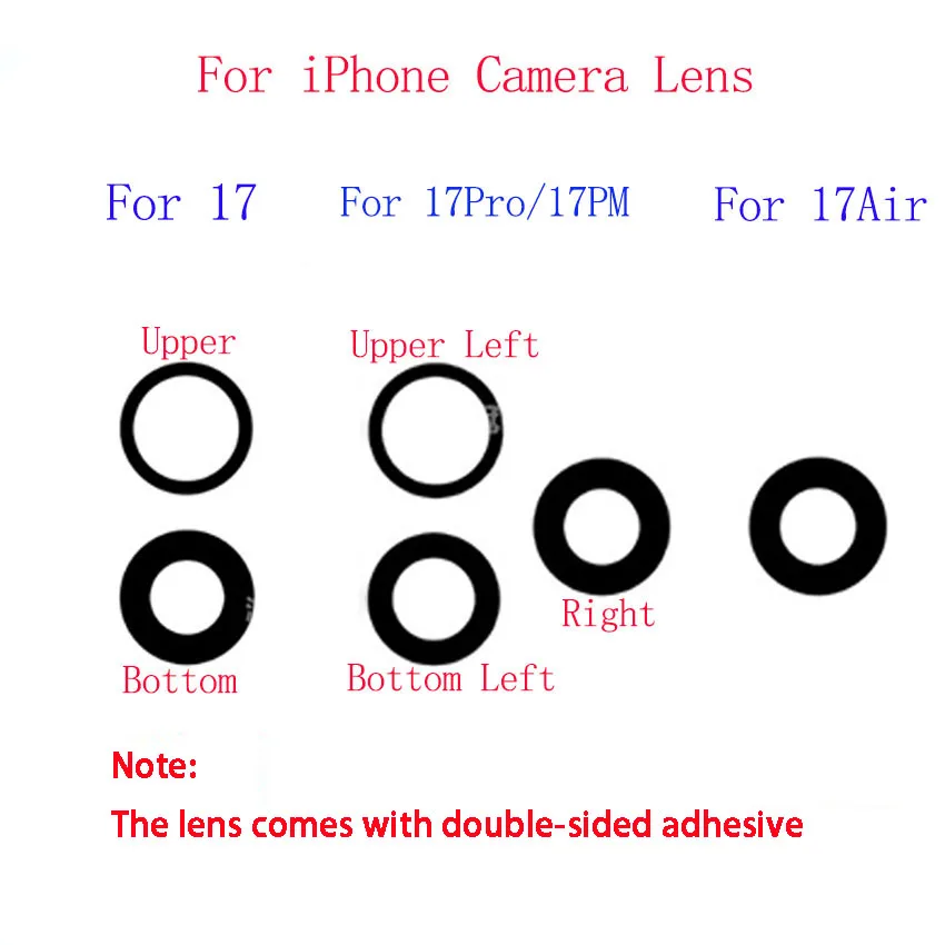 2pcs / Lot All New Camera Lens For iPhone 17 Pro Max Air Comes with double-sided Adhesive Sticker Repair Parts