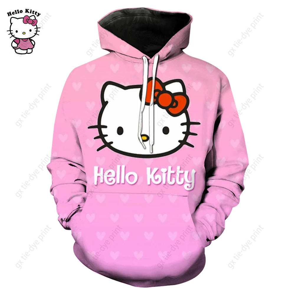 MINISO-Moletom feminino impresso Hello Kitty Spice, moletom dos desenhos animados, top, moda versátil, design original