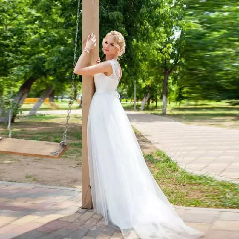 Robe de mariée blanche en dentelle, tenue de soirée, simple, 2022