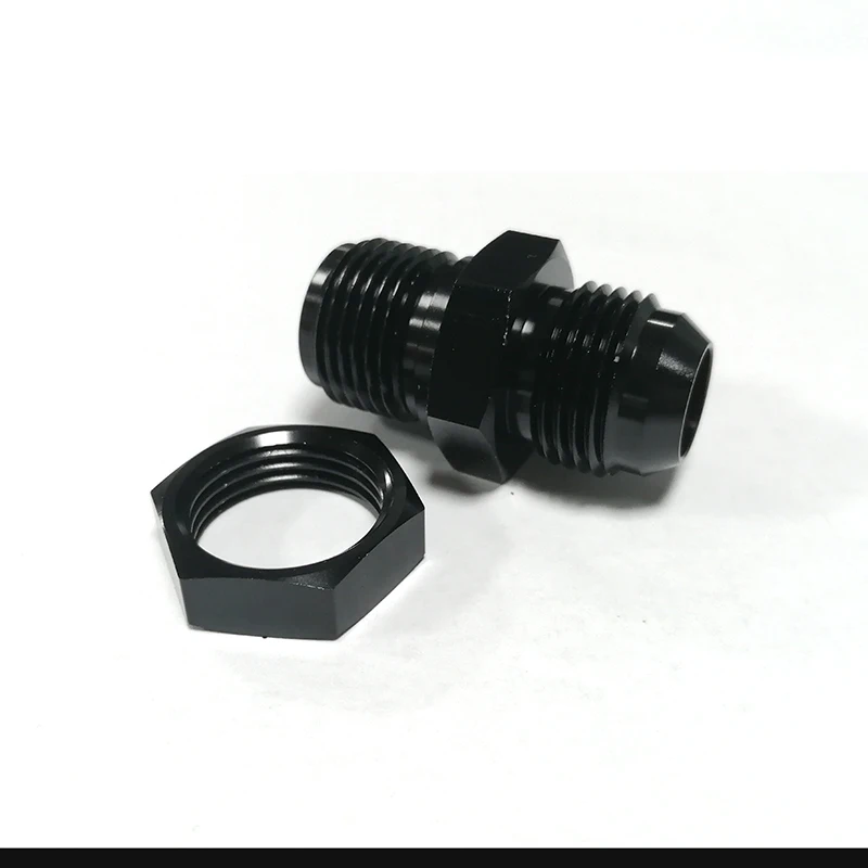 Aluminum 10AN AN10 Flare Fuel Cell Bulkhead Fitting With Washer And Nut Black Auto Part