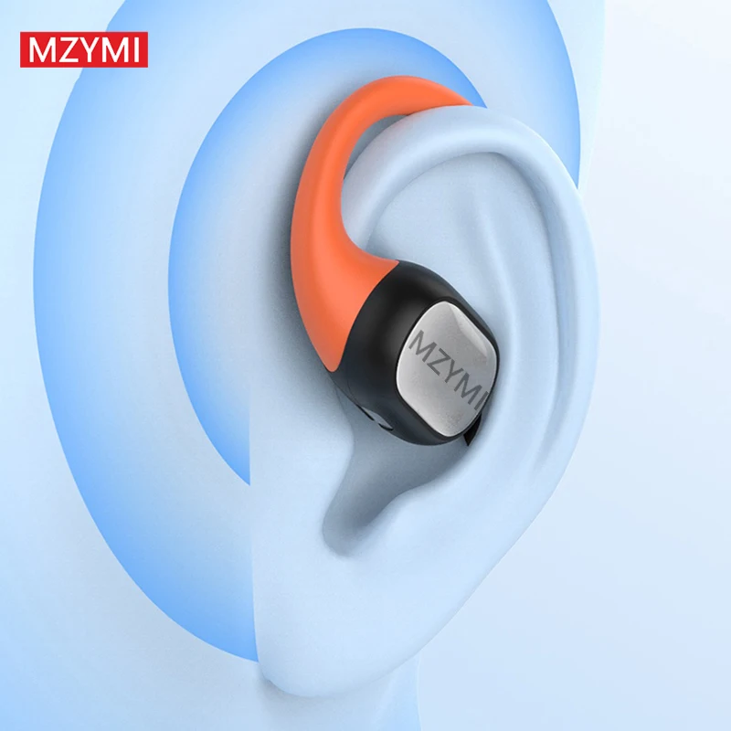 Mzymi-Bluetooth 5.3ワイヤレスヘッドセット,防水イヤフック,内蔵マイク,スポーツヘッドセット