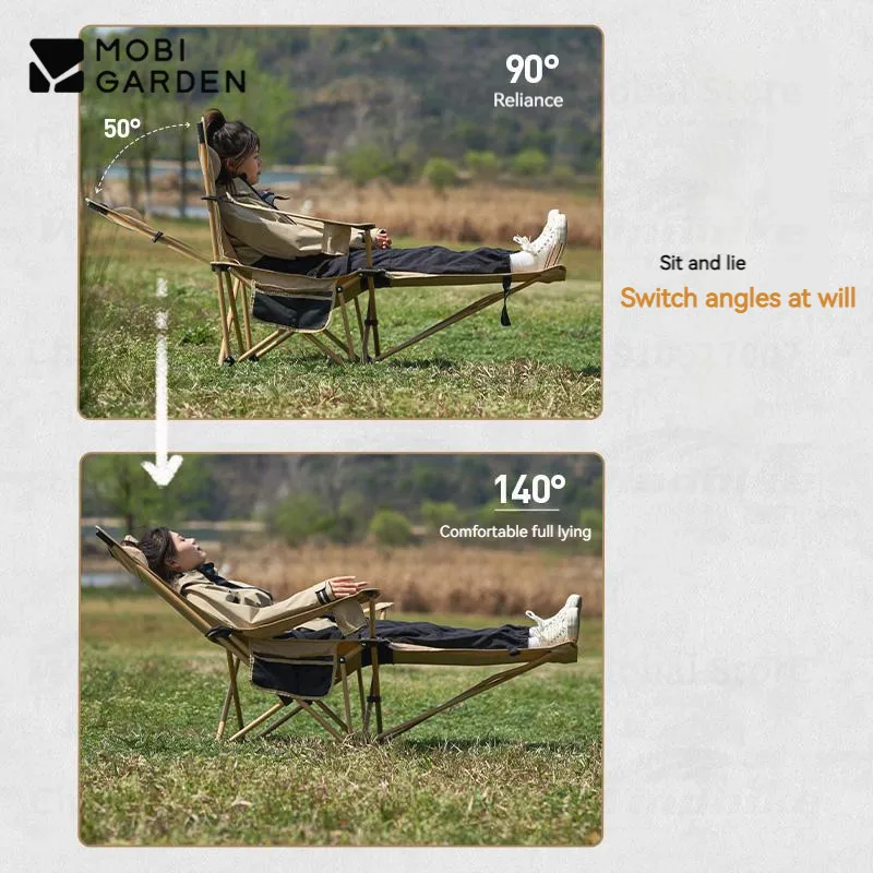 MOBI GARDEN Camping Lounge Chair Ultralight Portable Lightweight Folding Recliner Outdoor Travel Picnic Beach Fishing BBQ Stool