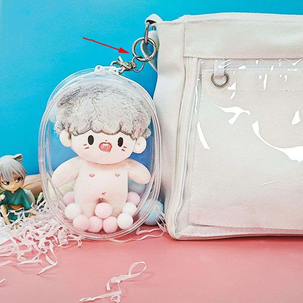 20cm Big Plush Dolls Storage Pouch With Keyring Doll Anime Mystery Box Transparent Thicken Toy Doll Gifts Bag Jewelry Wallet New