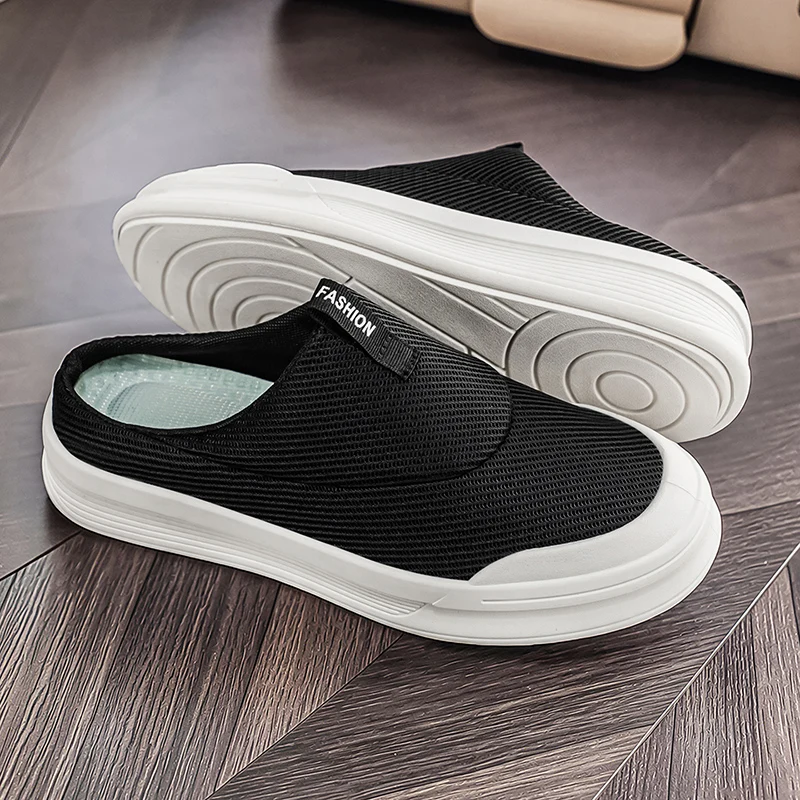 New Summer Mens Shoes 2026 Breathable Mesh Half Slippers Trend Soft-soled Casual Shoes for Men New Light Sneakers Designer Shoes