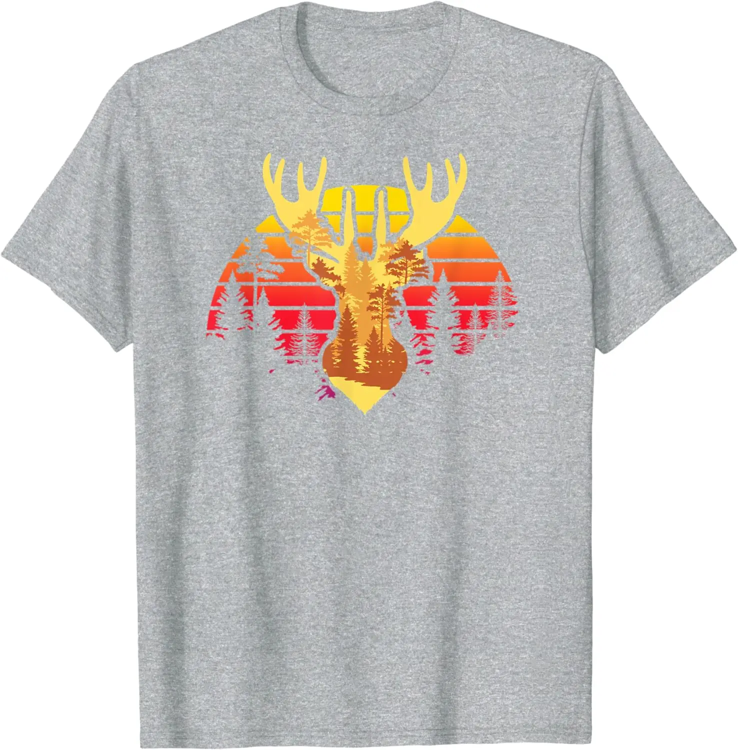 2024 Summer Antler Outdoor Nature Forest Shirt Wildlife Retro Casual T-shirt