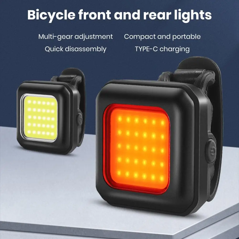 Small Bike Light Type-c Charging Bicycle Light Set with 3 Light Modes for Mtb Road Bikes Front Rear Led Highlight Lamp Cycling