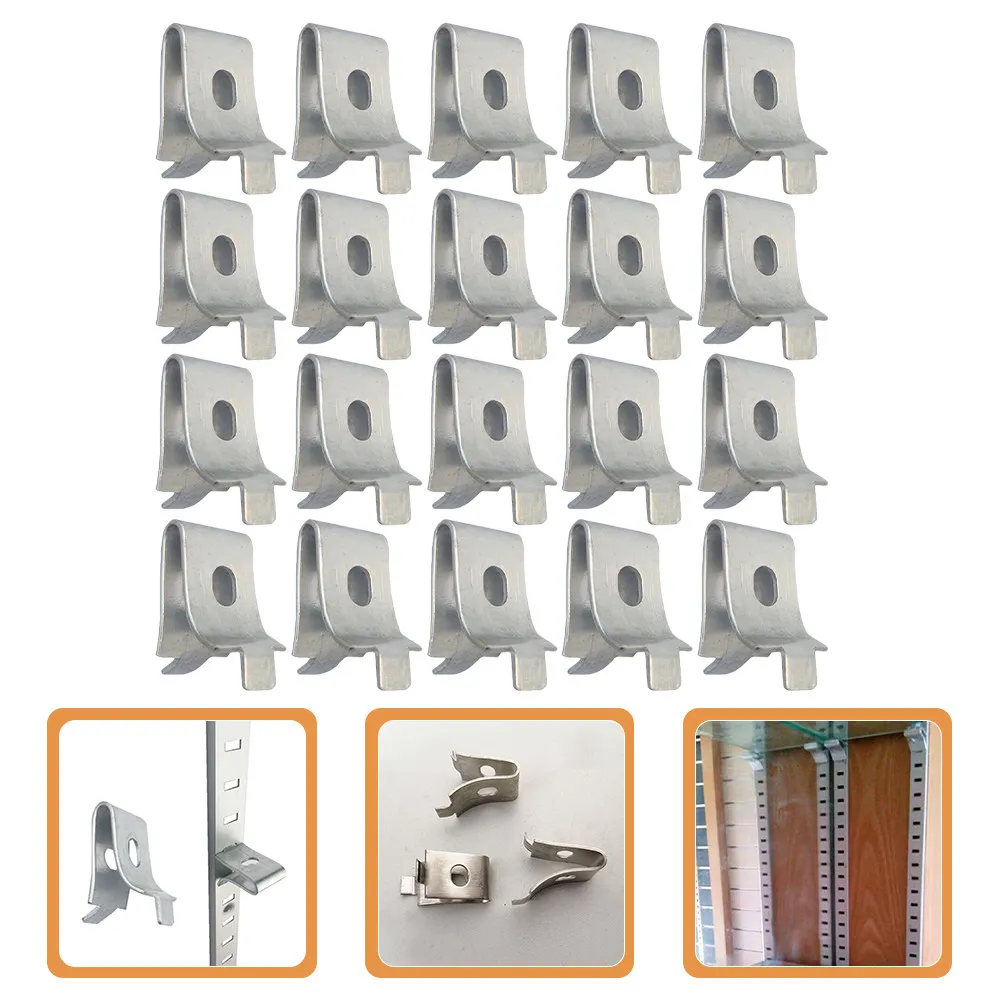 20pcs Stainless Steel Shelf Support Clips for Glass Mounting, Partition Boards, Shelves, Garage & Workshop