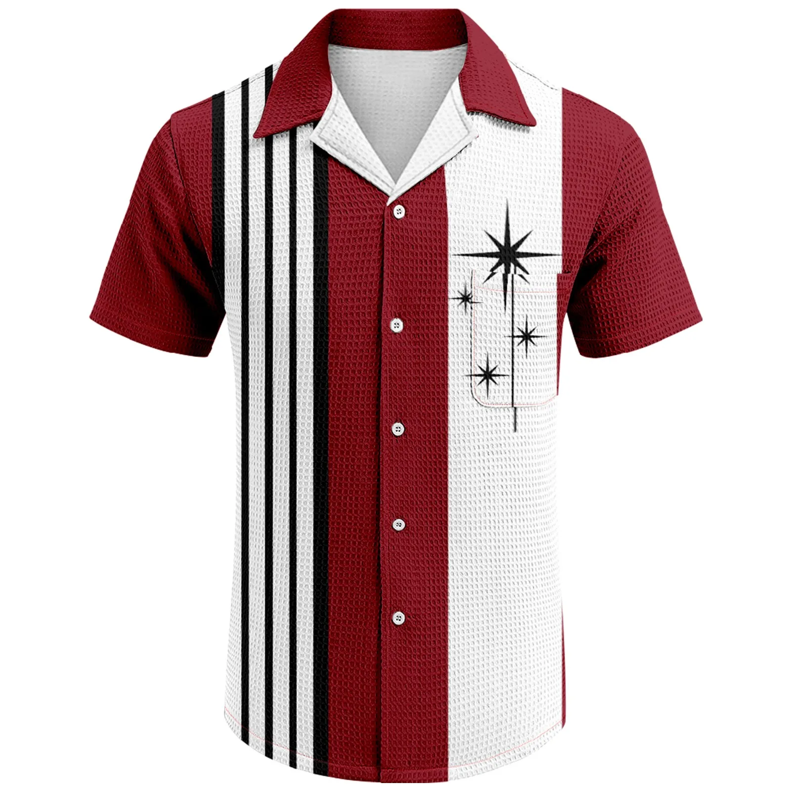 

Summer T Shirt Man Printed Men'S Colorblock Button Pocket Short Sleeve Shirts Men'S Casual Fashion Short Sleeve Shirts For Man