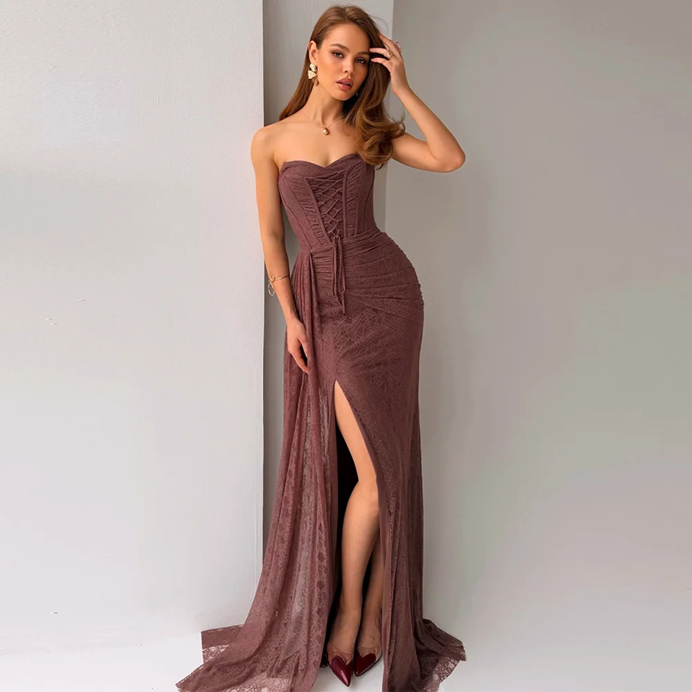 

Elegant Sweetheart Mermaid Evening Dress Customized High Quality Lace Celebrity Gowns Zipper Back Bespoke Occasion Gowns
