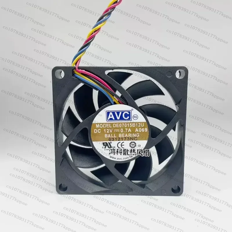 1PCS for AVC DE07015B12U 7015 12V 0.7A 7CM Double Ball Bearing Large Air Volume Temperature Control CPU Cooling Fan