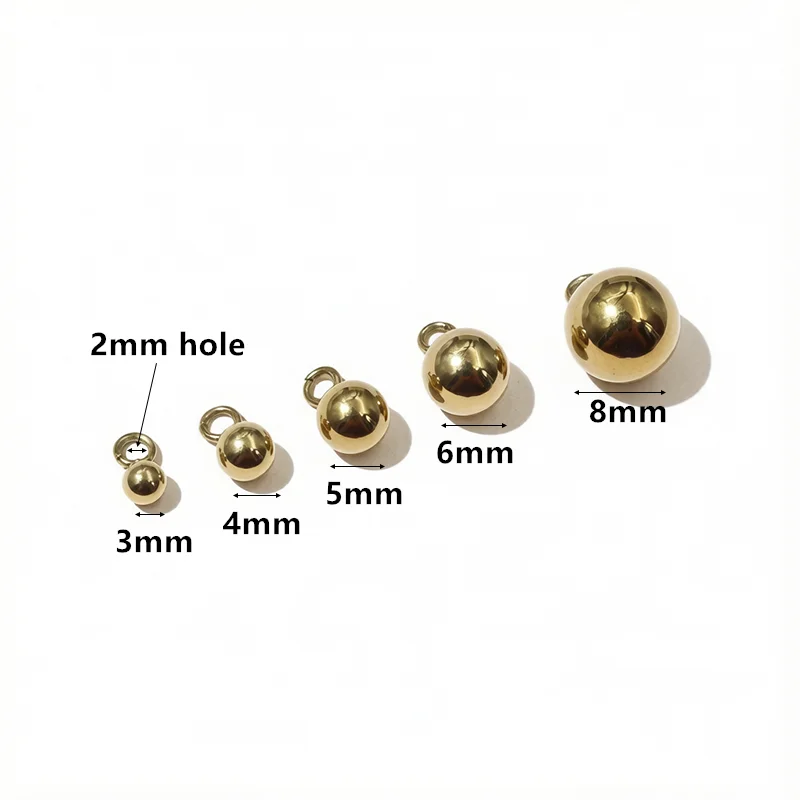20pcs Round Stainless Steel Ball Pendant Charms 3/4/5/6/8mm DIY Jewelry Making Accessories Findings for Earrings Necklace