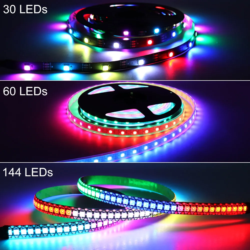 RGB W2812B IC LED Strips DC 5V Addressable Pixel Led Individual W2812 IC Light Strip RGB Dream Color SMD5050 Lights Tape IP67