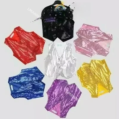 

Sparkling vest, children's jazz dance performance costume, adult vest performance, men's modern stage, shining props