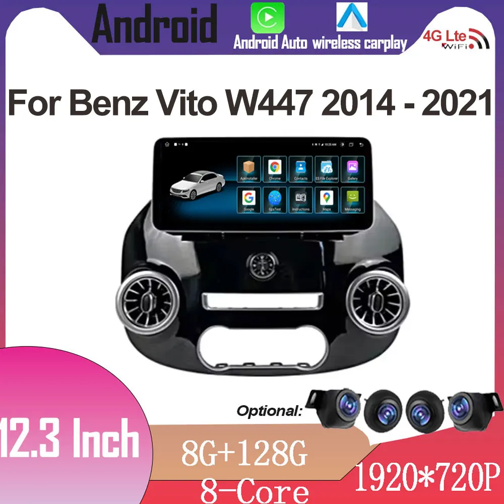 

12.3 Inch Android OS Car Radio For Benz Vito W447 2014 - 2021 Stereo Receiver GPS Navigation DSP Video Carplay Player