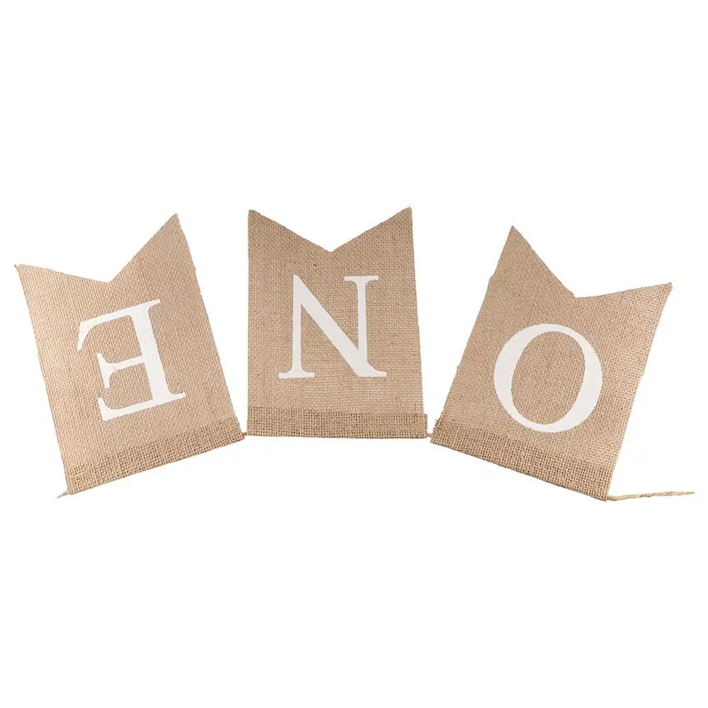 Fishtail Flag ONE Letter Burlap ONE Garland Paper Hanging Birthday Bunting Exquisite Festive Chair Flag Banner Birthday Party view 5