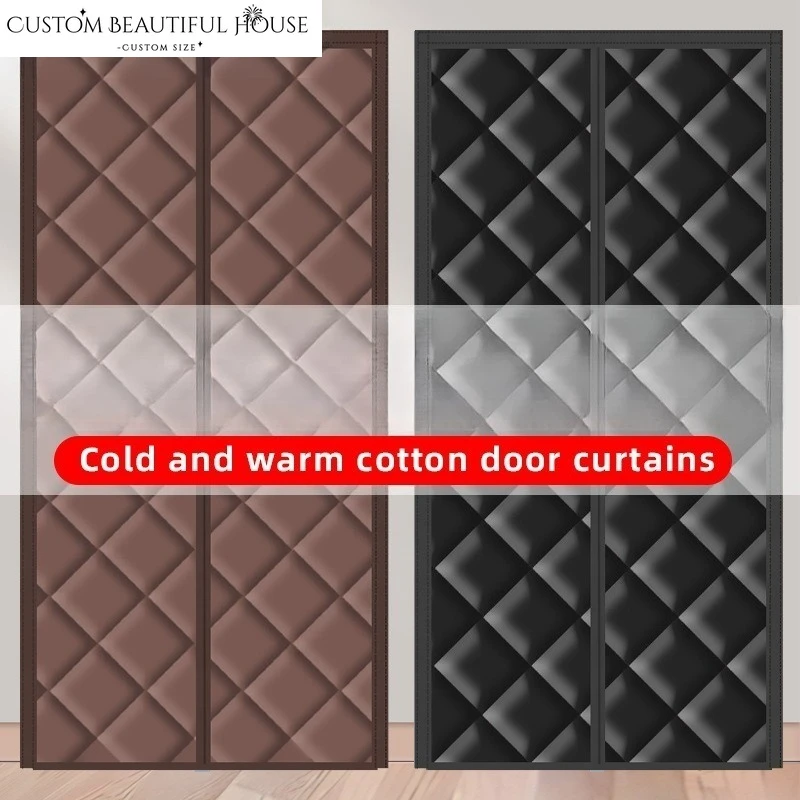 

Custom Size Door Curtains for Living Room Bedroom Dining Cotton Warm Windproof Insulation Cold Windproof Thickened Magnetic