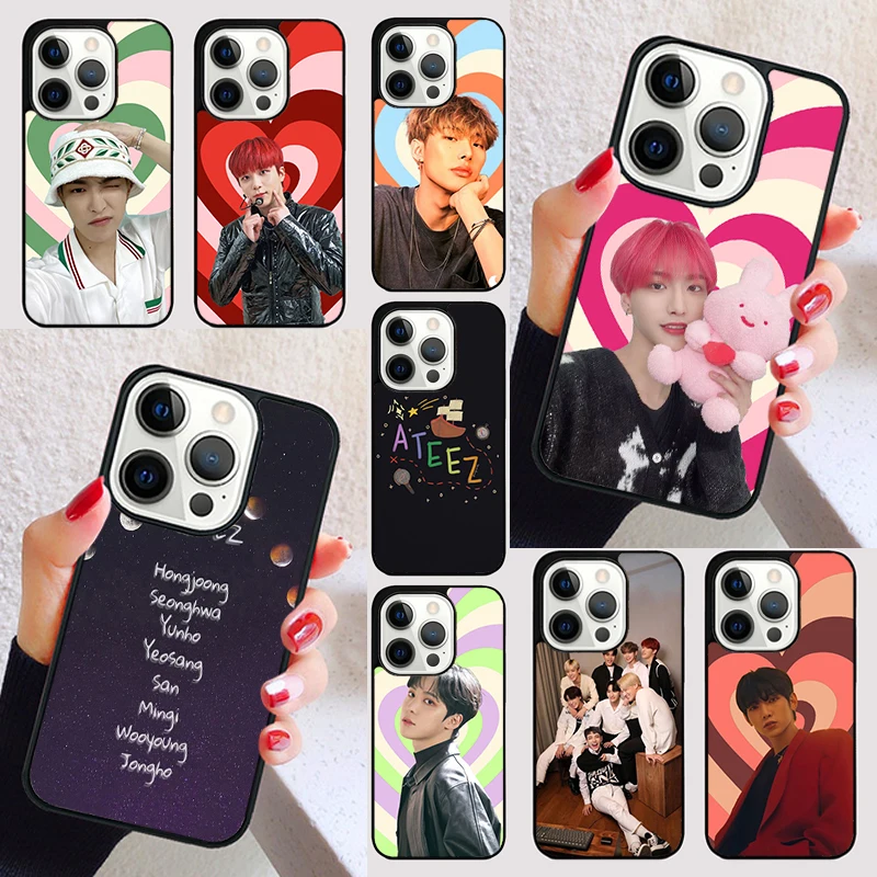 ATEEZ Kpop cover For iPhone 15 16 13 12 11 14 Pro Max Mini Max SE 2020 7 8 6S Plus Phone Case