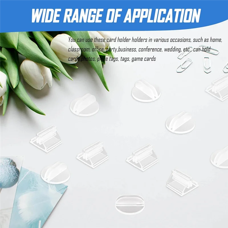 حامل بطاقات ABJO - لحامل صور الطاولة - 98 قطعة من البلاستيك الشفاف للرقم متعدد الاستخدامات للطاولة، حامل بطاقات مكان ألعاب اللوحة #4