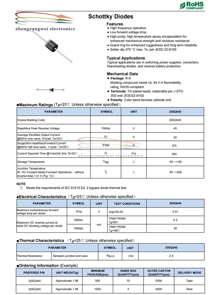 Diodo Solar Schottky, 5 piezas, 10SQ045, 20SQ050, 20SQ060, 20SQ080, 30SQ030, 30SQ040, 30SQ045, 30SQ060, 30SQ080, 30SQ100, 10A, 12A, 15A, 20A, 30A