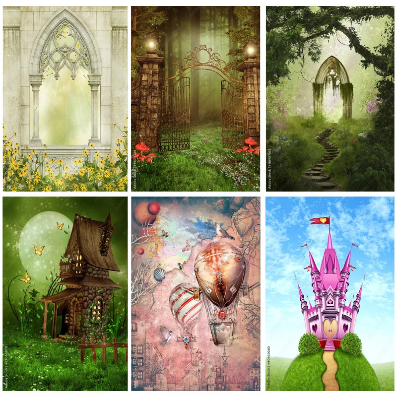 

SHENGYONGBAO Birthday Custom Dream Background Forest Castle Fairy Tale Baby Photography Backdrops Prop Photo Background TH-03