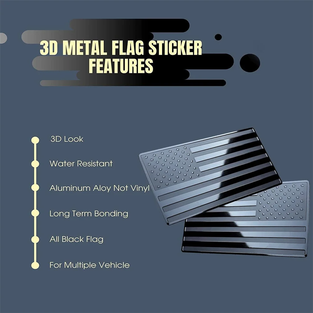 US American Metal Emblem Made from Aluminum Alloy - Perfect for Any Vehicle, Truck, Car, Motorcycle, RV, Scooter,or SUV Set of 2 - view 2