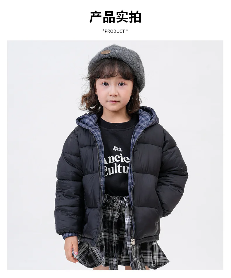 Winter Jungen Verdickte Karierte Kapuzenjacke aus Baumwolle Mädchen Kinder Winddichte Warme Jacke Baby Weiche Freizeitkleidung Schule Sport Kinder – Detail 17
