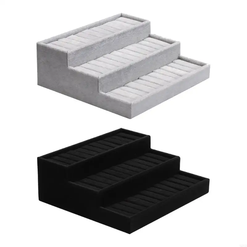 

2025 New Tiered Jewelry Organizers Case Ice Velvets Surfaces Trapezoid Frame For Necklace Storage Solution