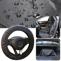 Universal Black Car Seat Protector Waterproof Antifouling Steering Wheel Cover for Auto Repair/Cargo/Fishing Trunk Car Boot Mat