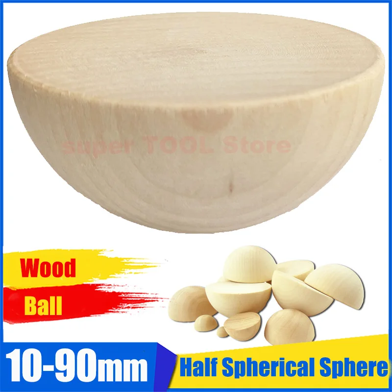 10/12/15/18/20/25/30/35/40/45/50/55/60/65/70/75/80/90mm Solid Wood Half Sphere DIY Craft Half Round Balls Handmade Accessories