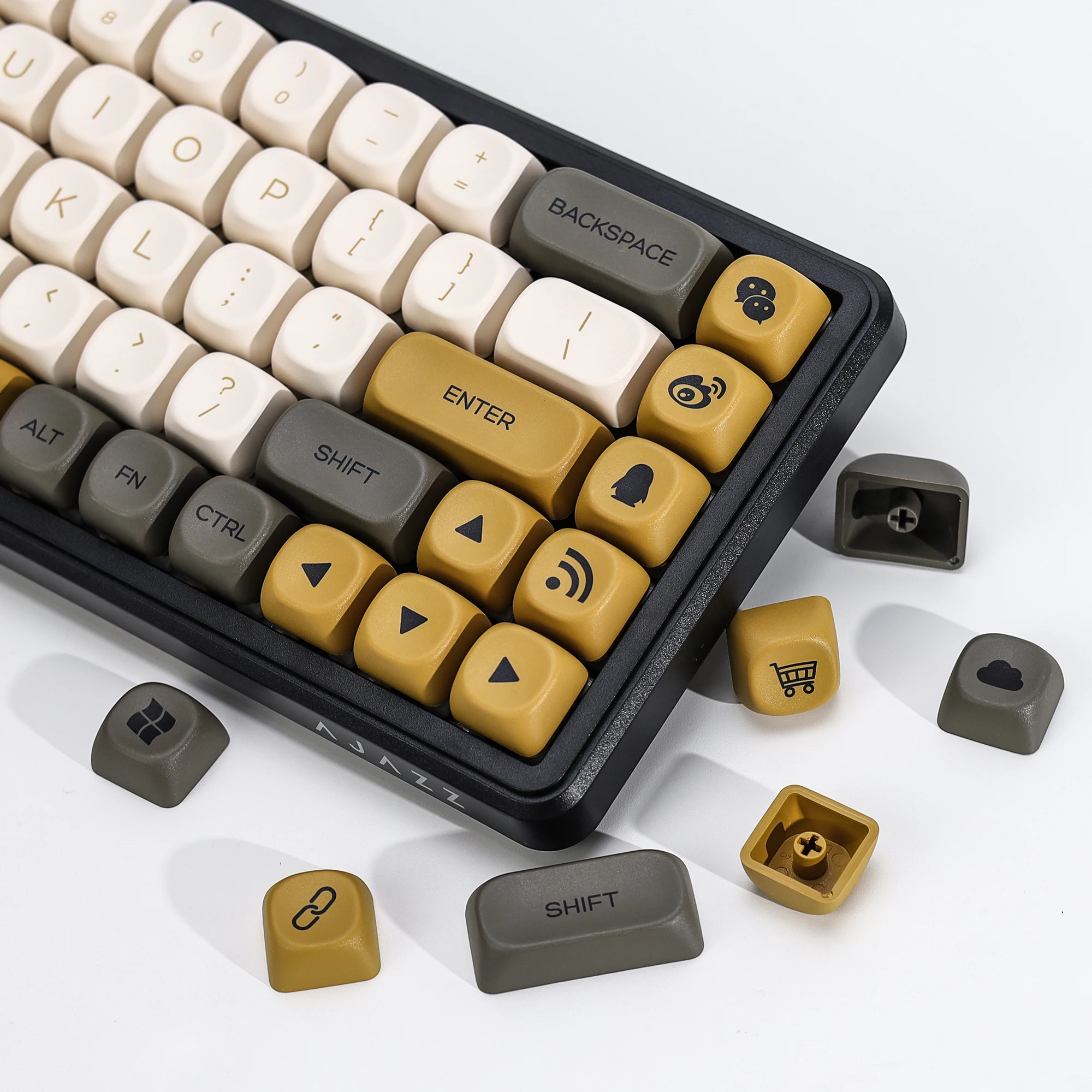 

Колпачки для клавиш KBDiy Retro Glimmer Theme, профиль KOA MOA, PBT, ISO, настраиваемые для механических клавиатур с переключателями MX, 60% для игровых механических клавиатур
