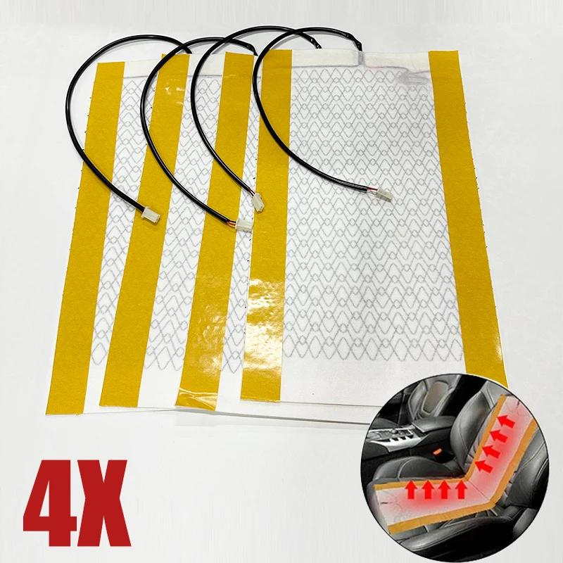 

4Pcs 12V 48cmx27cm Universal Car Seat Heating Pads Car Heated Seat Covers Pad Carbon Fiber Heated Auto Winter Warmer Heater Mat