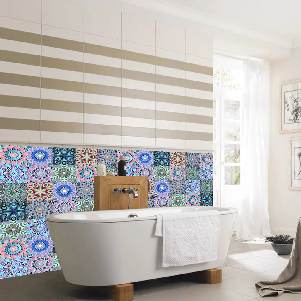 Carreau mural vinyle fleur autocollant Mural carrelage décalcomanie imperméable auto-adhésif carrelage autocollant, MZ-2-117, grand