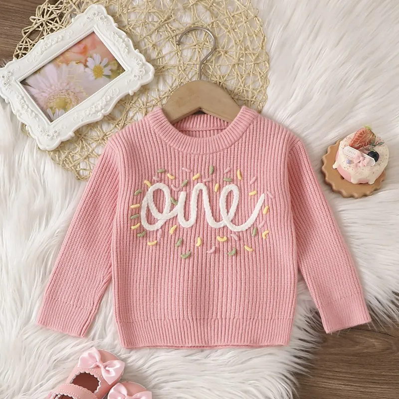 

Fashion Embroidery Autumn Warm Sweaters for Baby Girls Thickness Casual Sweaters for Newborn Toddlers Home Outdoor Clothes