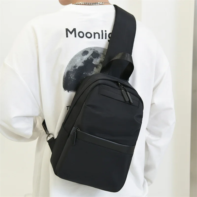 

Nylon fabric chest chest package men backpack water proof bags one shoulder his chest package commuter chest small backpack