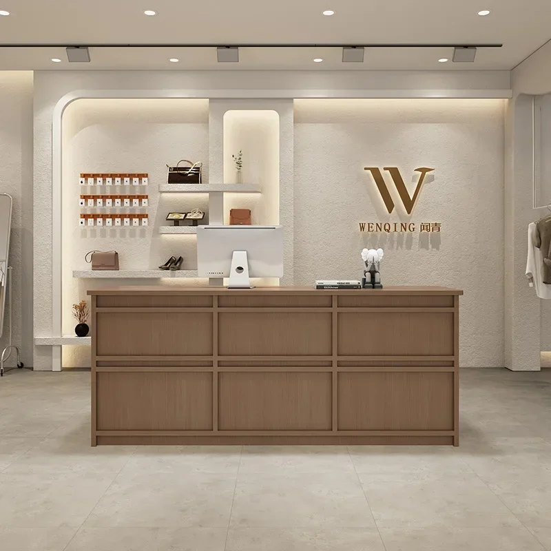 

Clothing Store Display Table White Reception Desk Hairdressing Furniture Entrances Tables Church Pulpit Moveable Muebles Counter