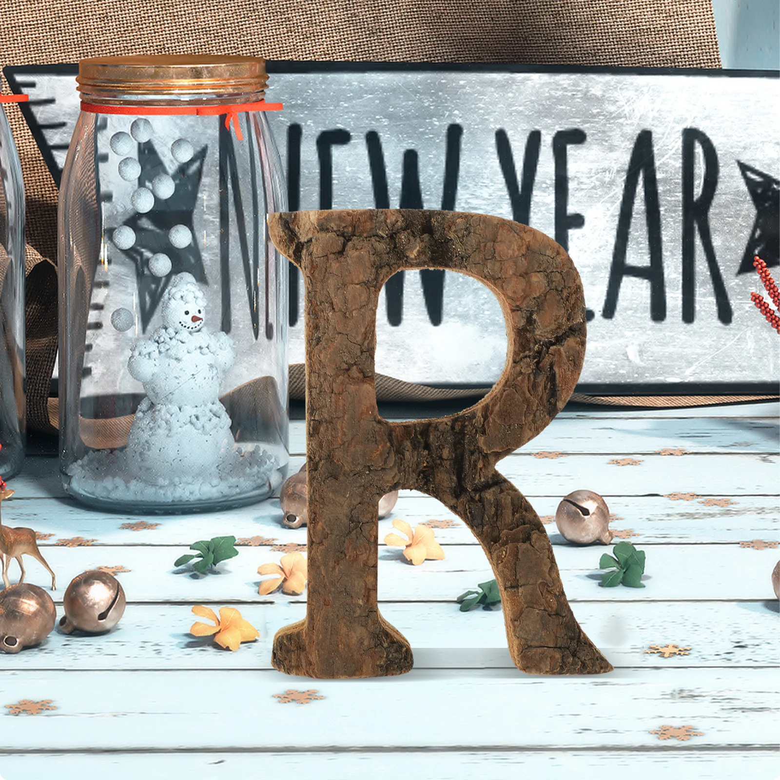 

Wooden Letter Sign Rustic Bark Style DIY Craft Decorative Alphabet for Home Party Wall Decoration Wood Letters