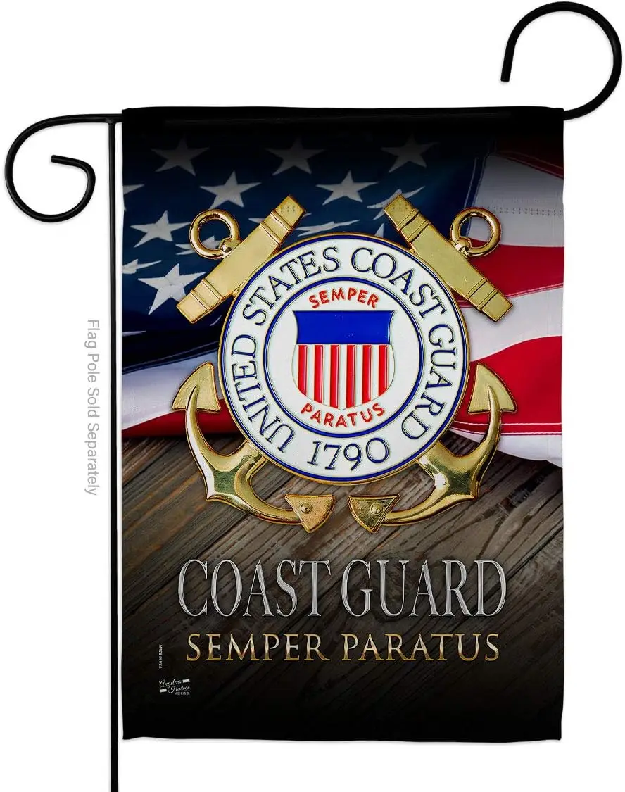 US Guard Semper Paratus Garden Flag - Armed Forces USCG United State American Military Veteran Retire Official - House Dec