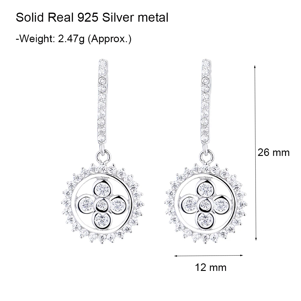 YLMyself 925 Silver Dangling Earrings Pave Bright Cubic Zircon Elegant Daily Wear Fine Jewelry Gift for Women