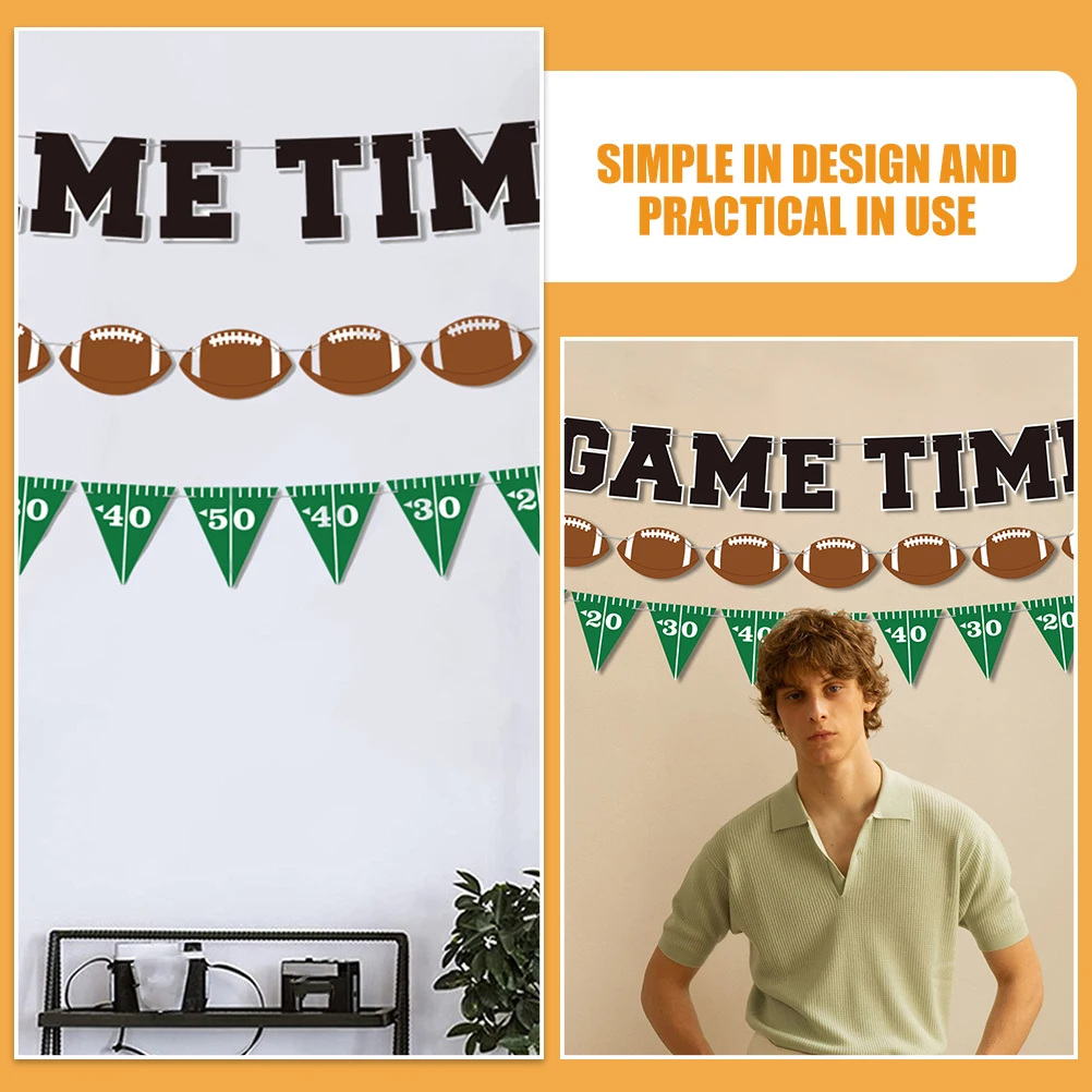

3 Sets Football Banners American Football Theme Birthday Party Decorations Sports Themed Wall Hanging Garlands For Kids Family