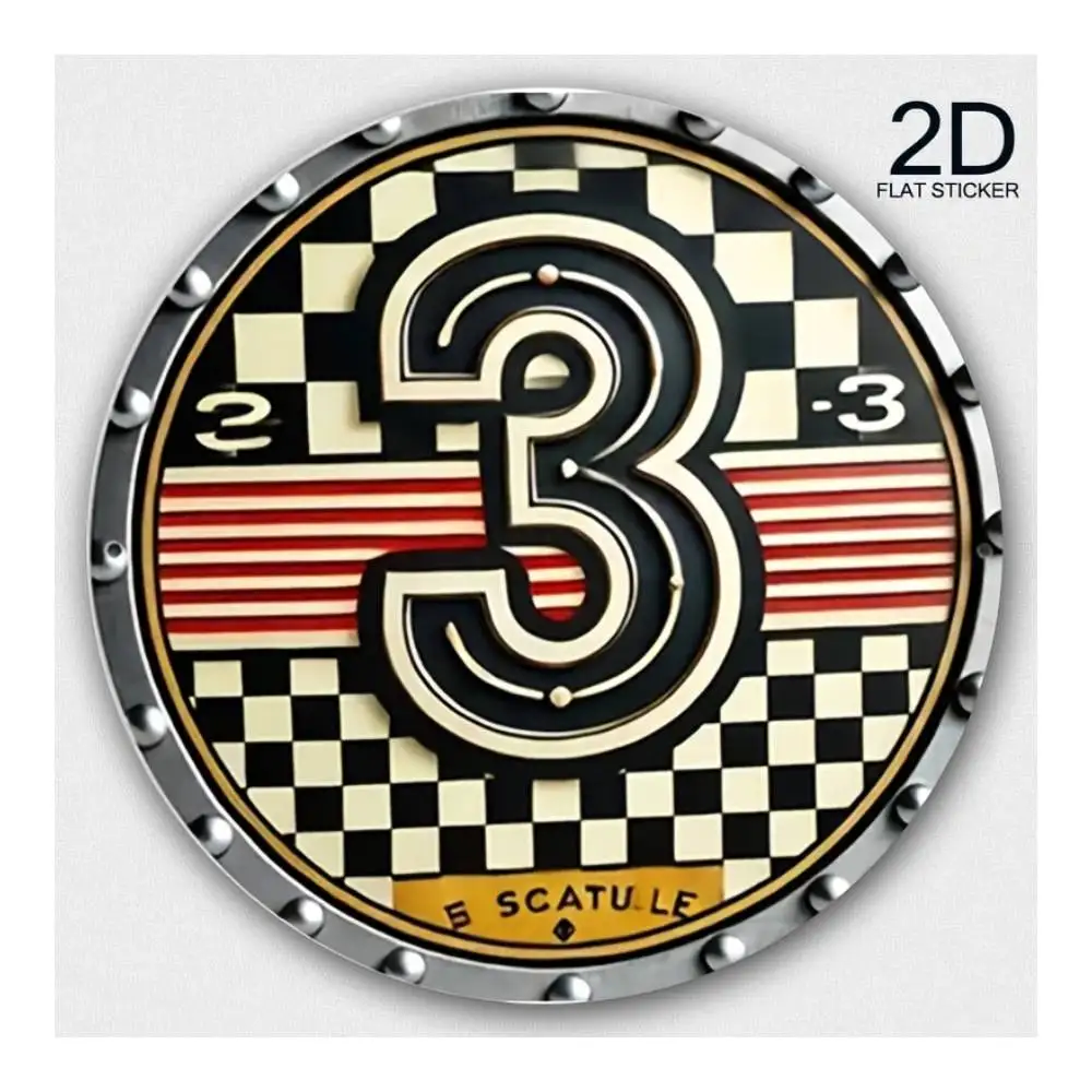 Decorative Round Number Three Sign 2D Vinyl Sticker For Cars, Laptops, Windows, Doors, Fridges, Water Bottles