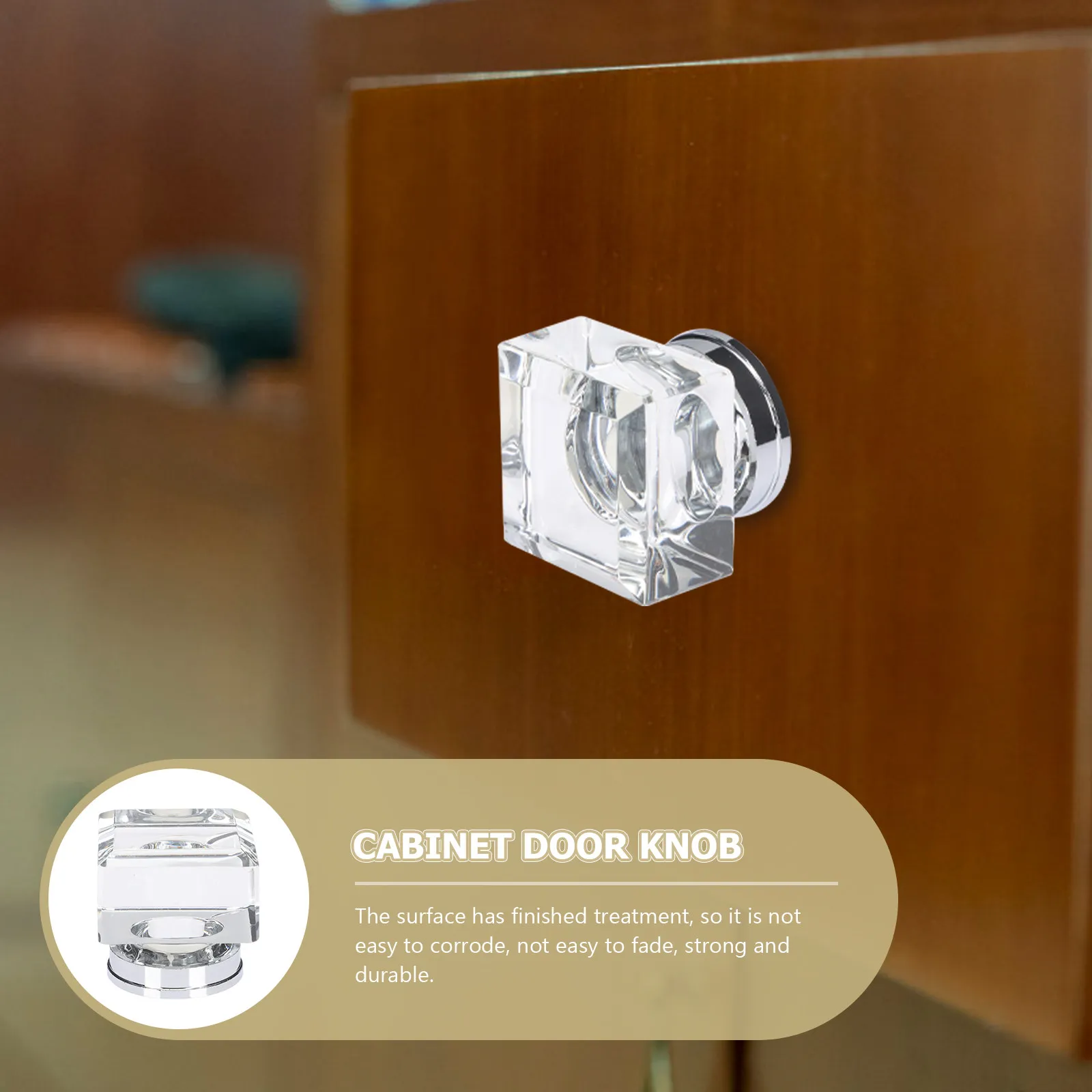 

2Pcs Crystal Clear Drawer Knobs Square Cabinet Handles Material Delicate Look Suitable for Dressing Tables Cupboards