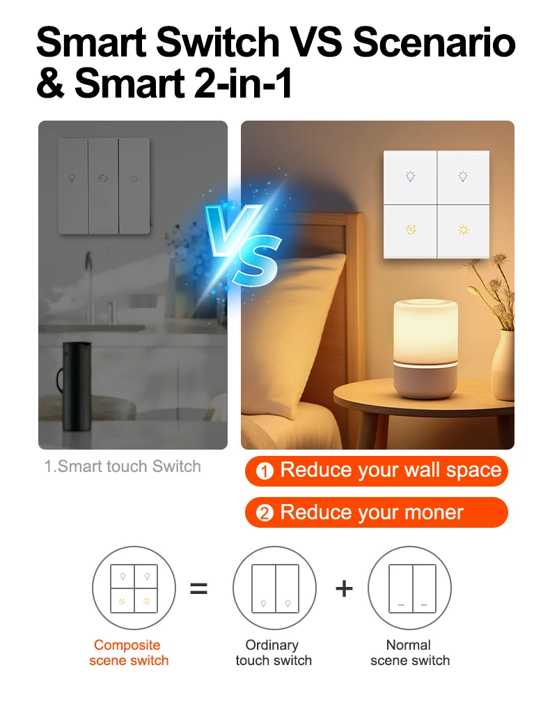 Golden Security Friendly Smart Zigbee 1 2 3 4 8 Way Wall Switch Two-way Voice Control Works with Alexa Google Home APP