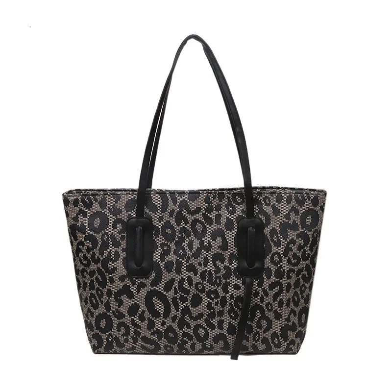 Leopard Print Large Size Handbag Female New Retro Large Capacity Shoulder Bag Trend Texture Commuter Handheld Tote Bag