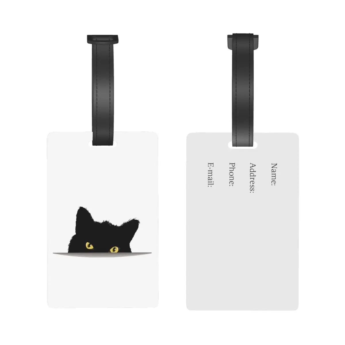 Black Cat Peeking Luggage Tags Suitcase Accessories Travel Fashion Baggage Boarding Tag Portable Label Holder ID Name Address